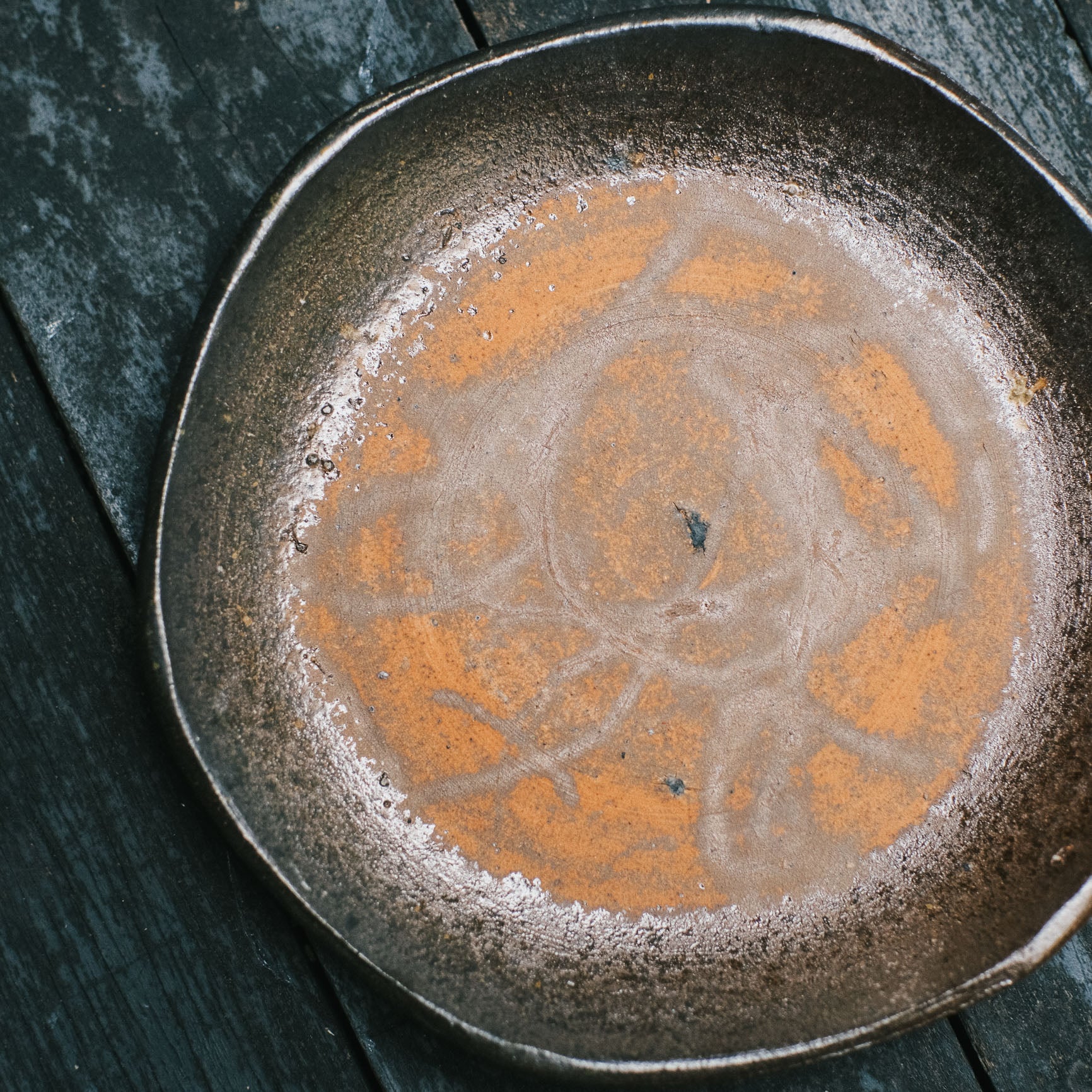 7.5in Hexagonal Round Plate, Bizen Wood-Fired, Local Clay
