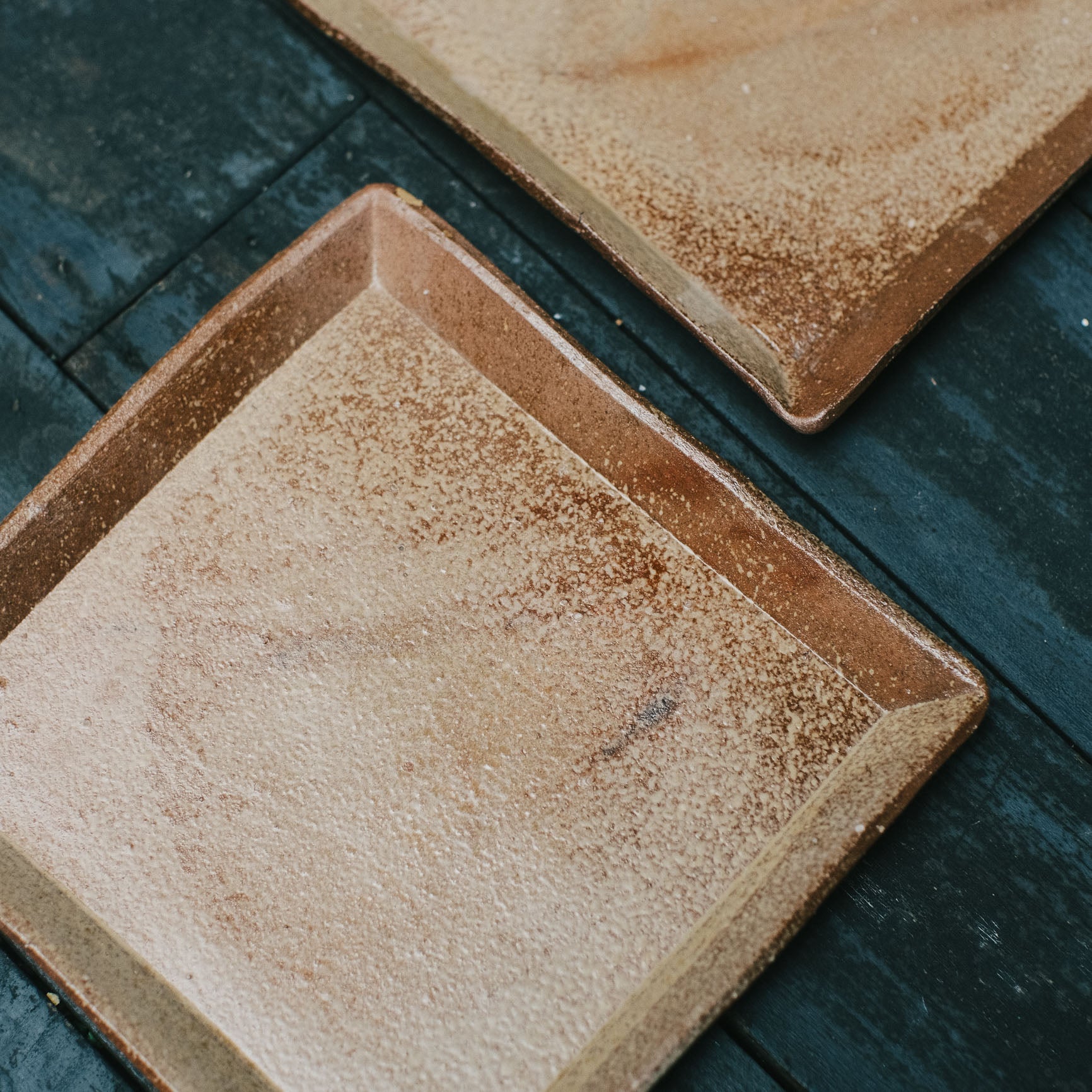 Square Plate, Bizen Hidasuki / Ash Glaze