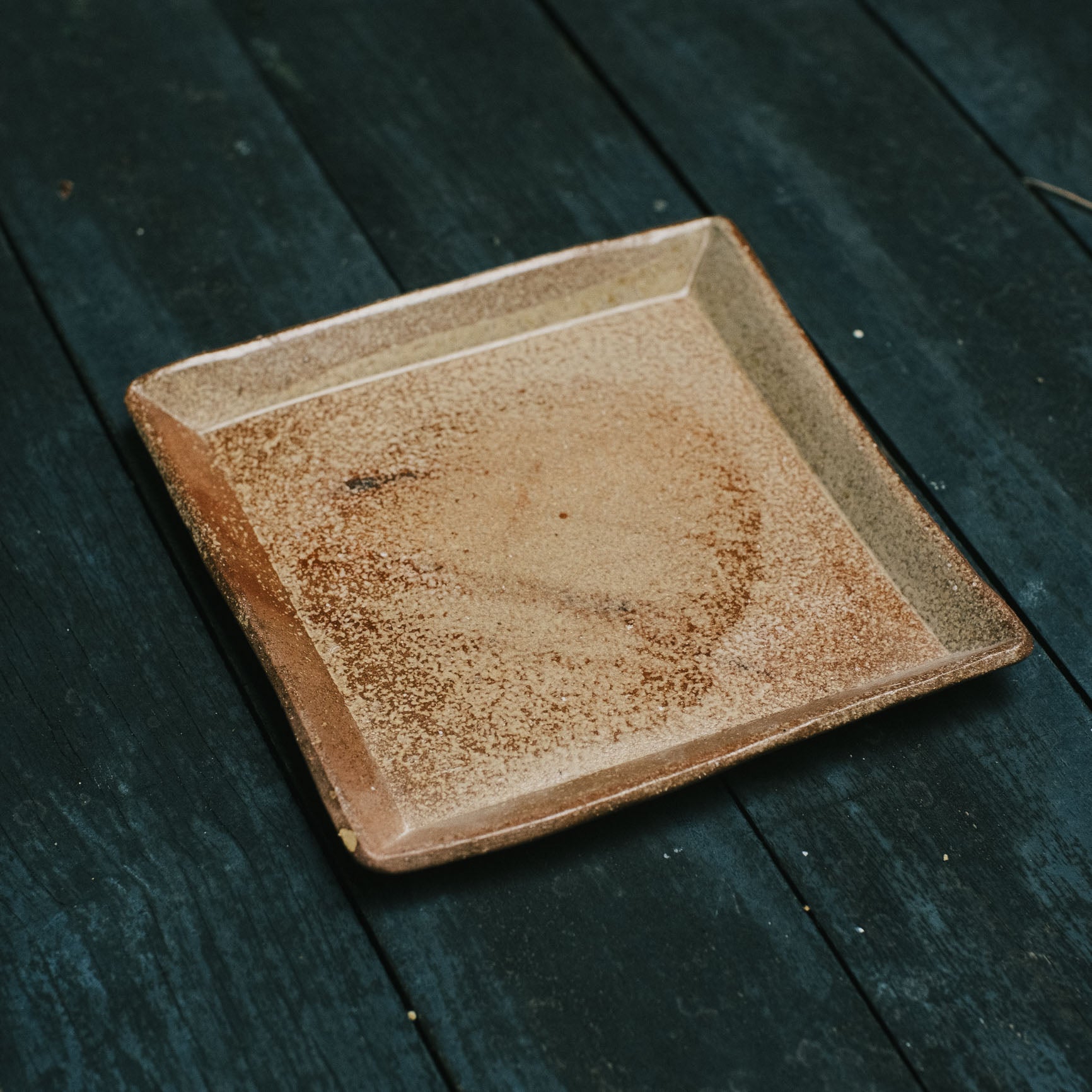 Square Plate, Bizen Hidasuki / Ash Glaze