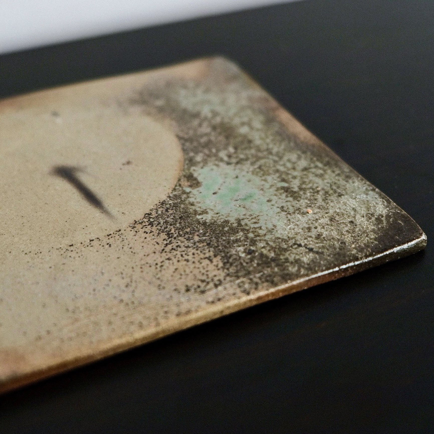 Flat Plate, Bizen Clay, Charcoal Fired Ash Glaze