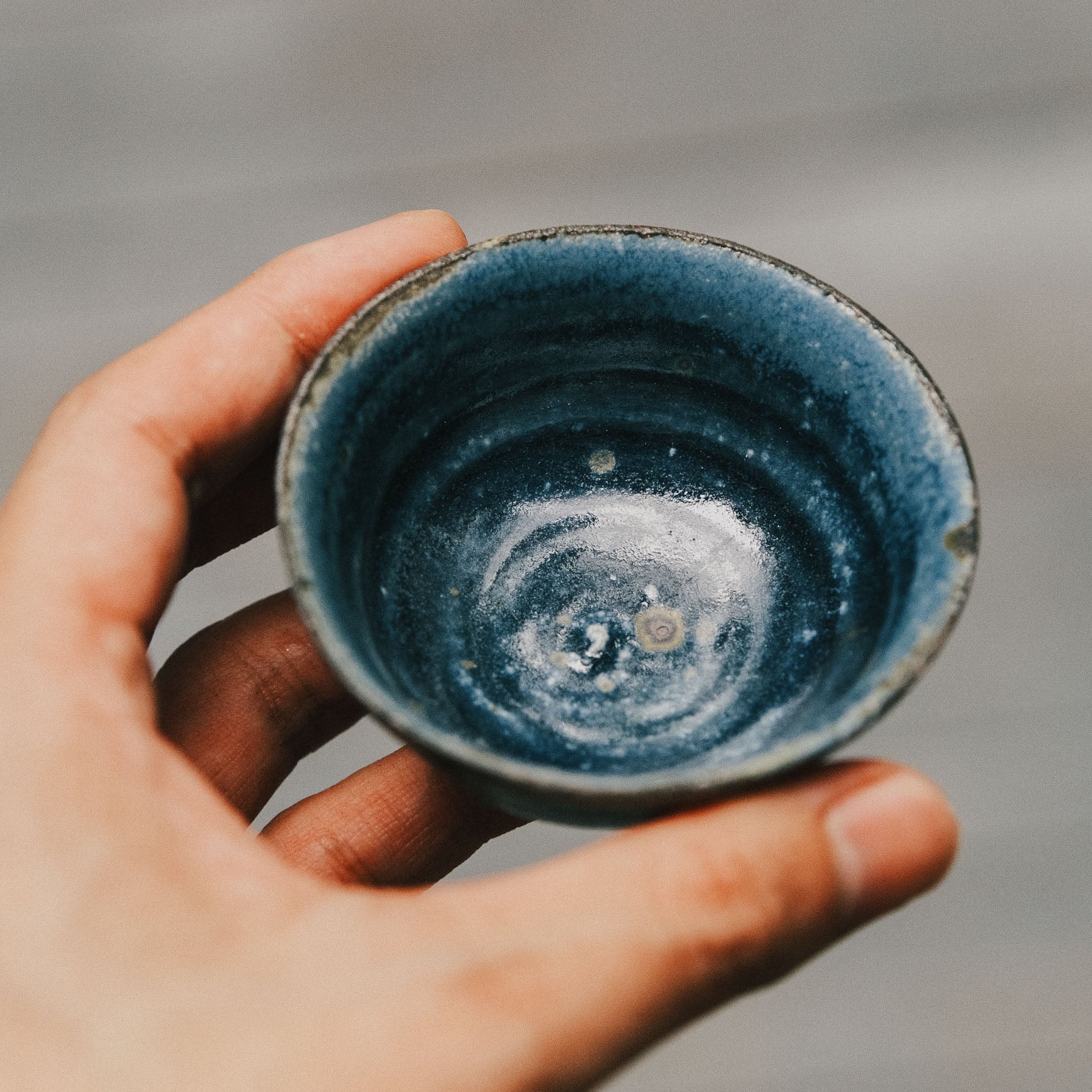 Sake/Tea Cup, Blue Ash Glaze