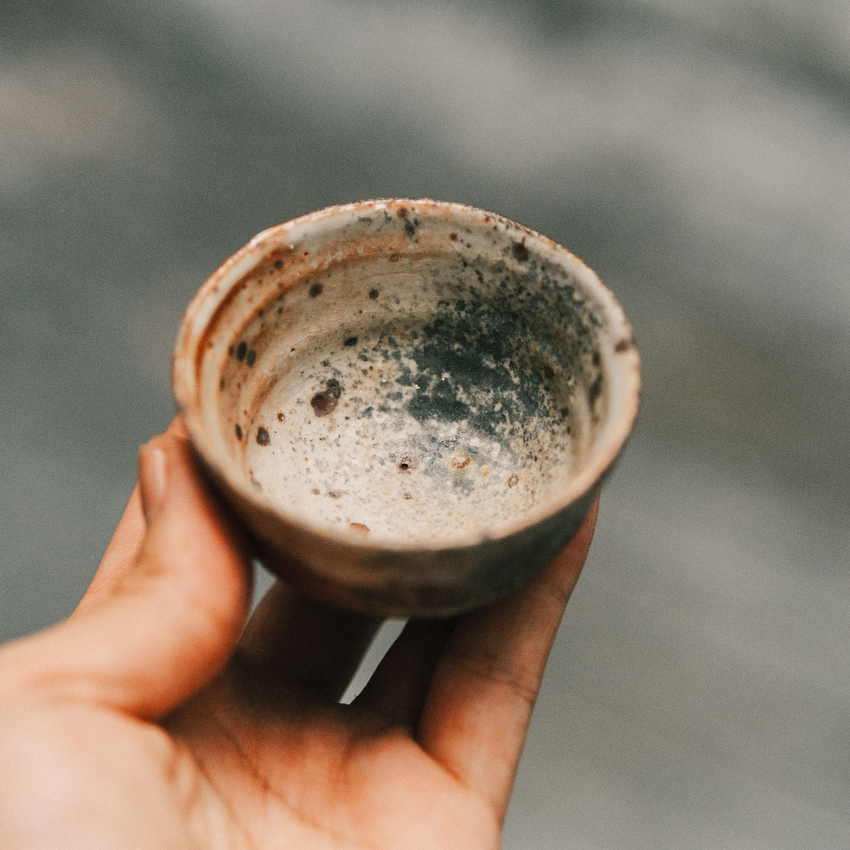 Sake/Tea Cup, Shino Glaze w Ash