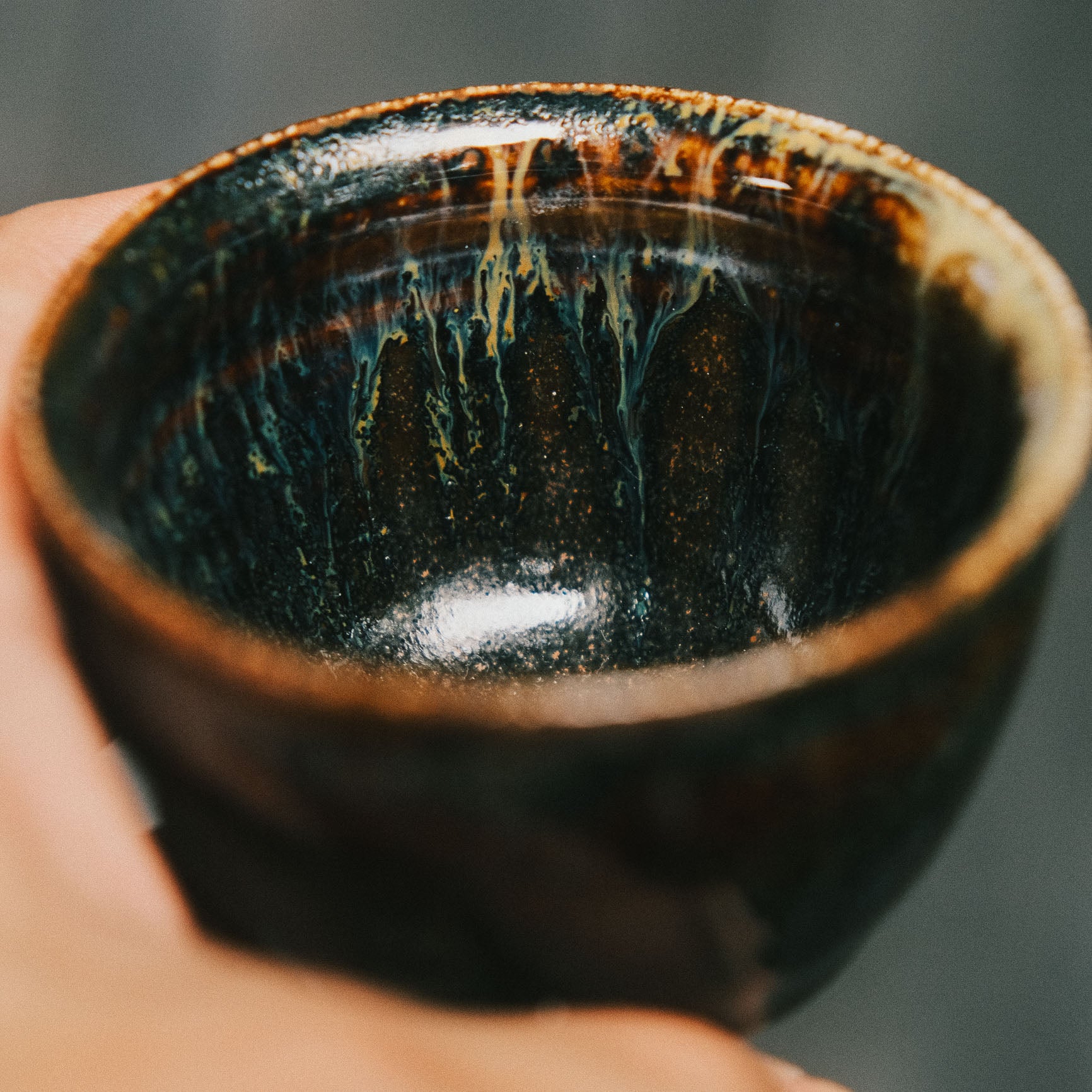 Sake/Tea Cup, Tenmoku/Ash Glaze #1