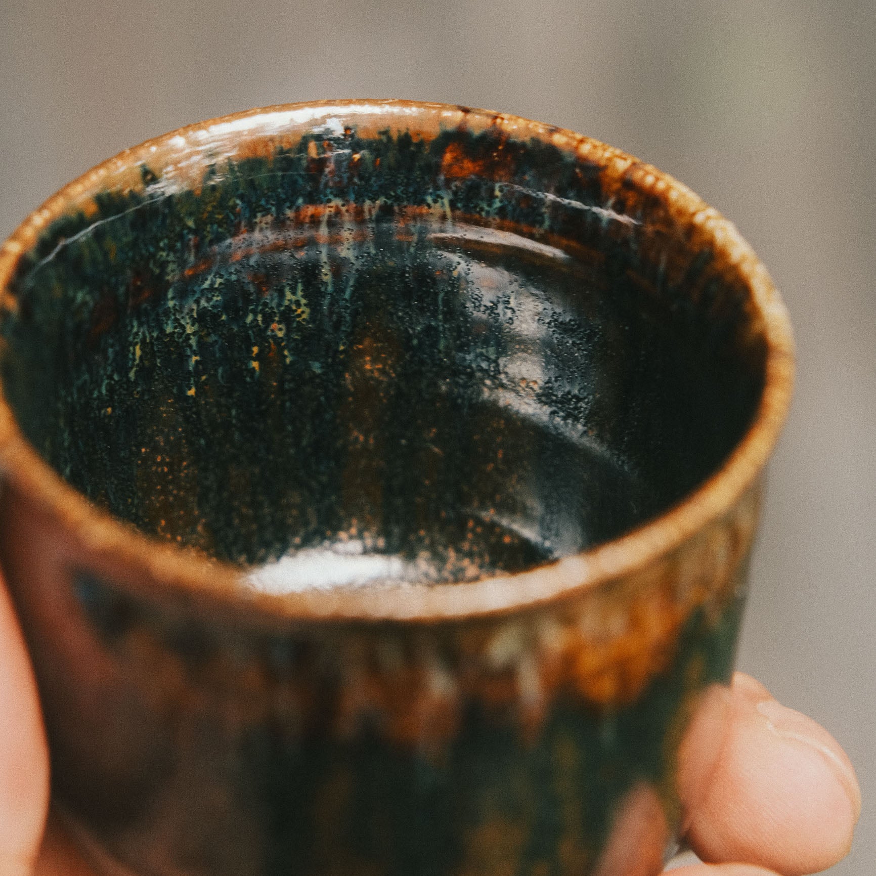 Sake/Tea Cup, Tenmoku/Ash Glaze #2