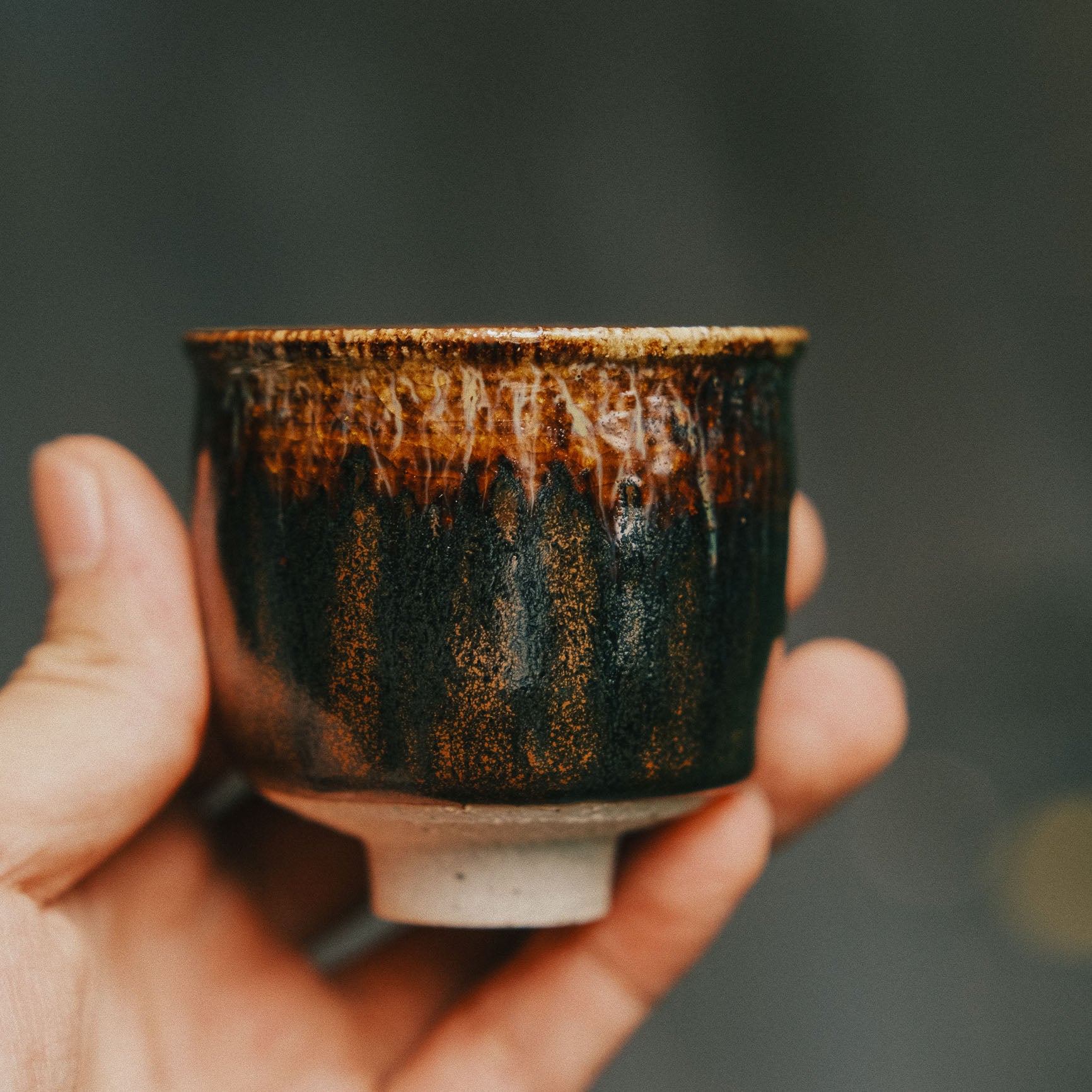Sake/Tea Cup, Tenmoku/Ash Glaze #2